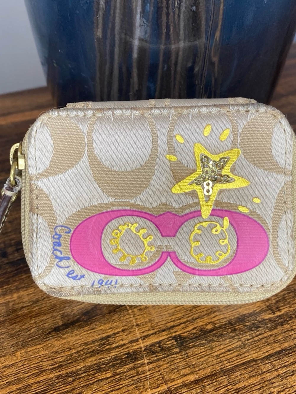 vintage Coach Poppy signature canvas pill case